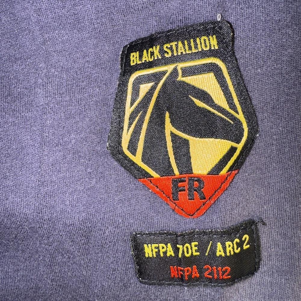 Black Stallion TF2520 FR Cotton Henley Long Sleeve T-Shirt Navy/Gray Size 3XL